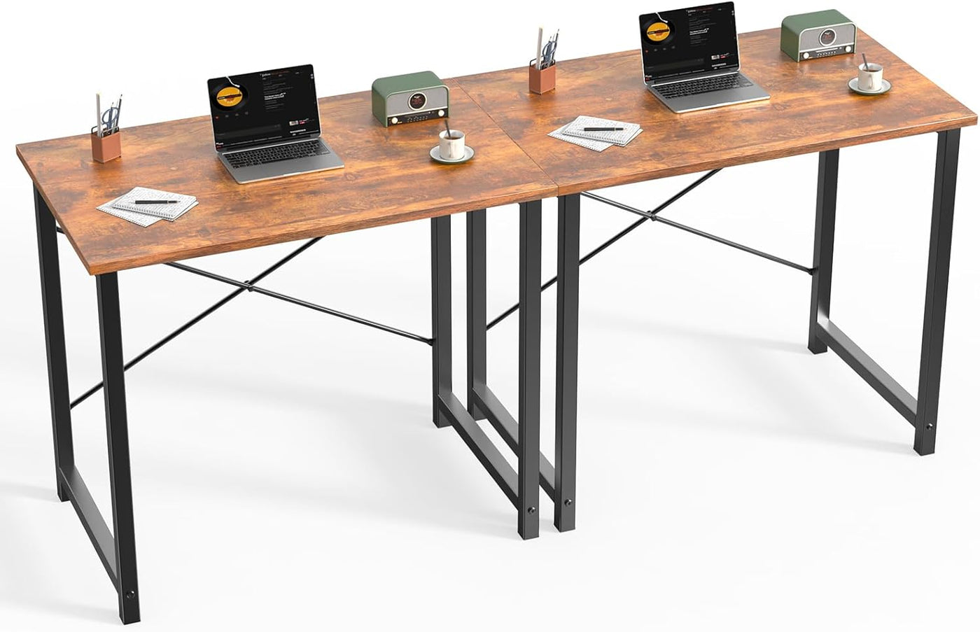32" White Small Computer Desk with Metal Frame