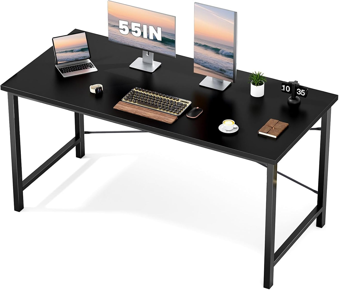 32" White Small Computer Desk with Metal Frame