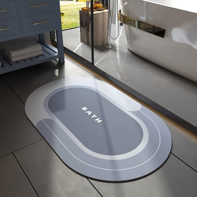 Grey Bath Mat – 17"x27" Non-Slip Quick Dry Rug
