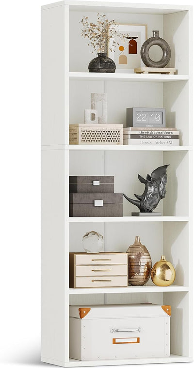 5-Tier Black Open Bookshelf – Tall Storage