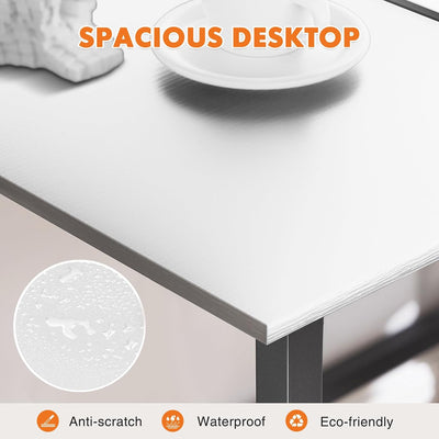 32" White Small Computer Desk with Metal Frame