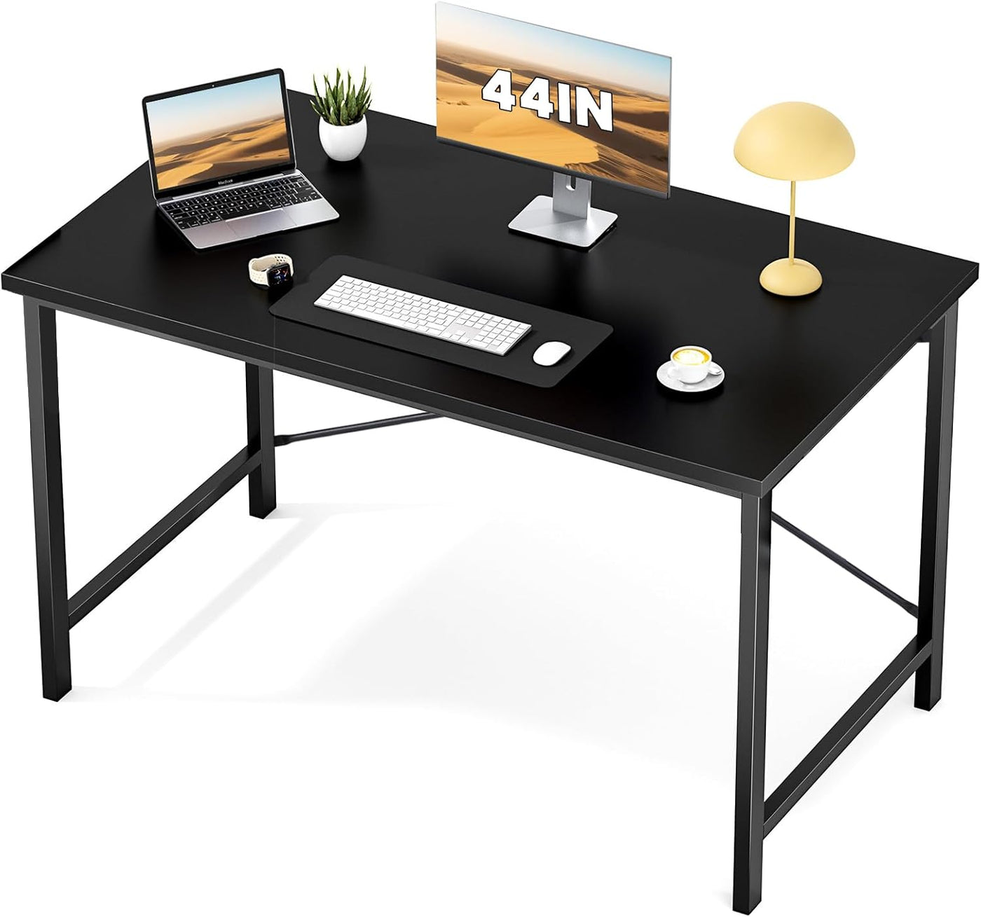 32" White Small Computer Desk with Metal Frame