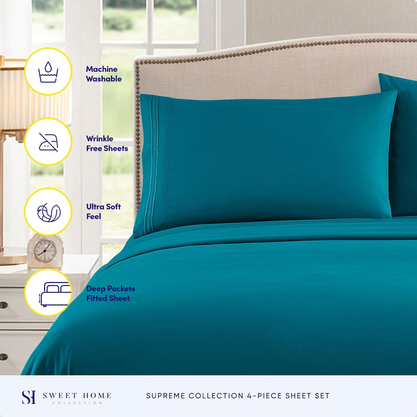 Queen Size Teal Bed Sheets – Luxury Deep Pocket Set