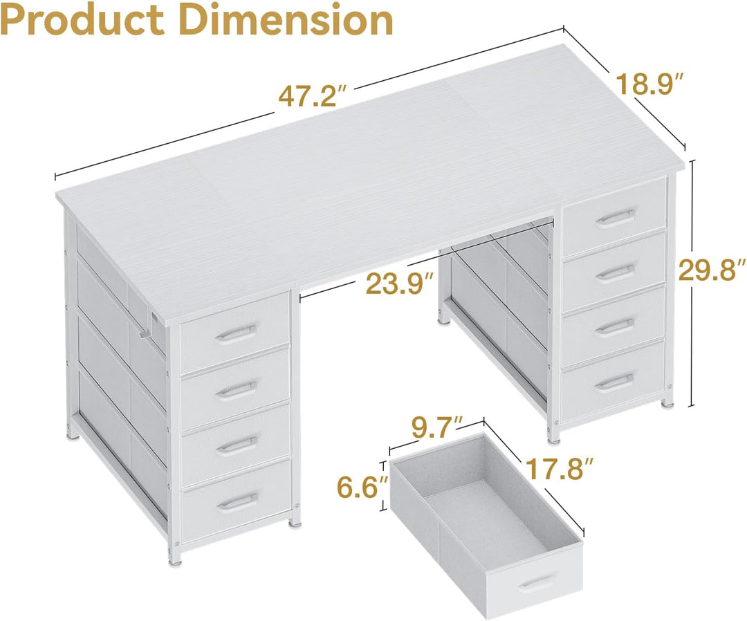 White 48" Computer Desk – Modern Desk w/ Storage