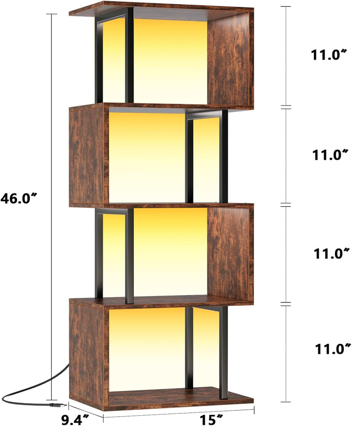5-Tier Geometric Bookshelf w/ LED Light
