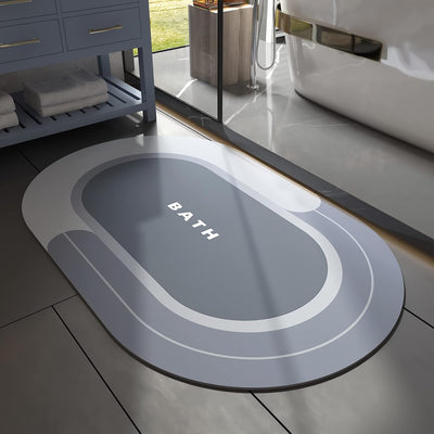 Grey Bath Mat – 17"x27" Non-Slip Quick Dry Rug