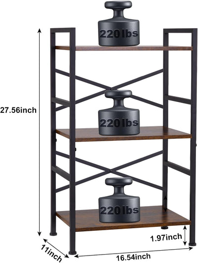 3-Tier Vintage Industrial Small Bookshelf