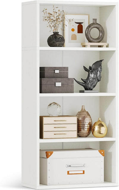 5-Tier Black Open Bookshelf – Tall Storage
