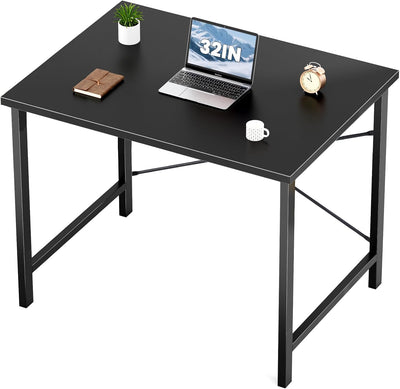 32" White Small Computer Desk with Metal Frame