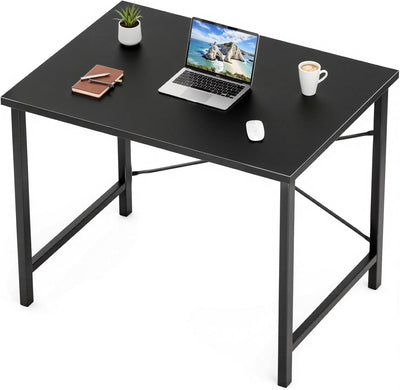 32" White Small Computer Desk with Metal Frame