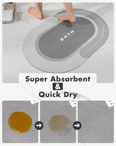 Grey Bath Mat – 17"x27" Non-Slip Quick Dry Rug