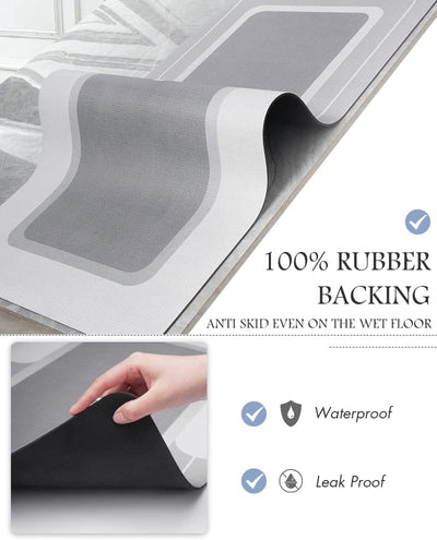 Grey Bath Mat – 17"x27" Thin Non-Slip Quick Dry