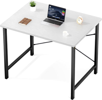 32" White Small Computer Desk with Metal Frame