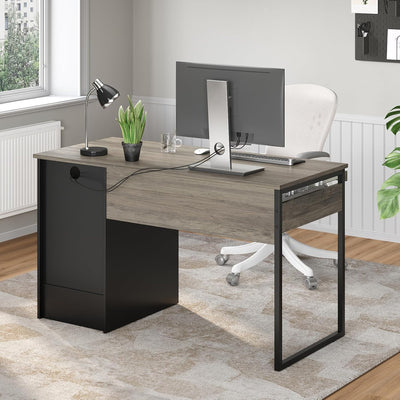 Gray 48" Computer Desk – Office Desk w/ Storage