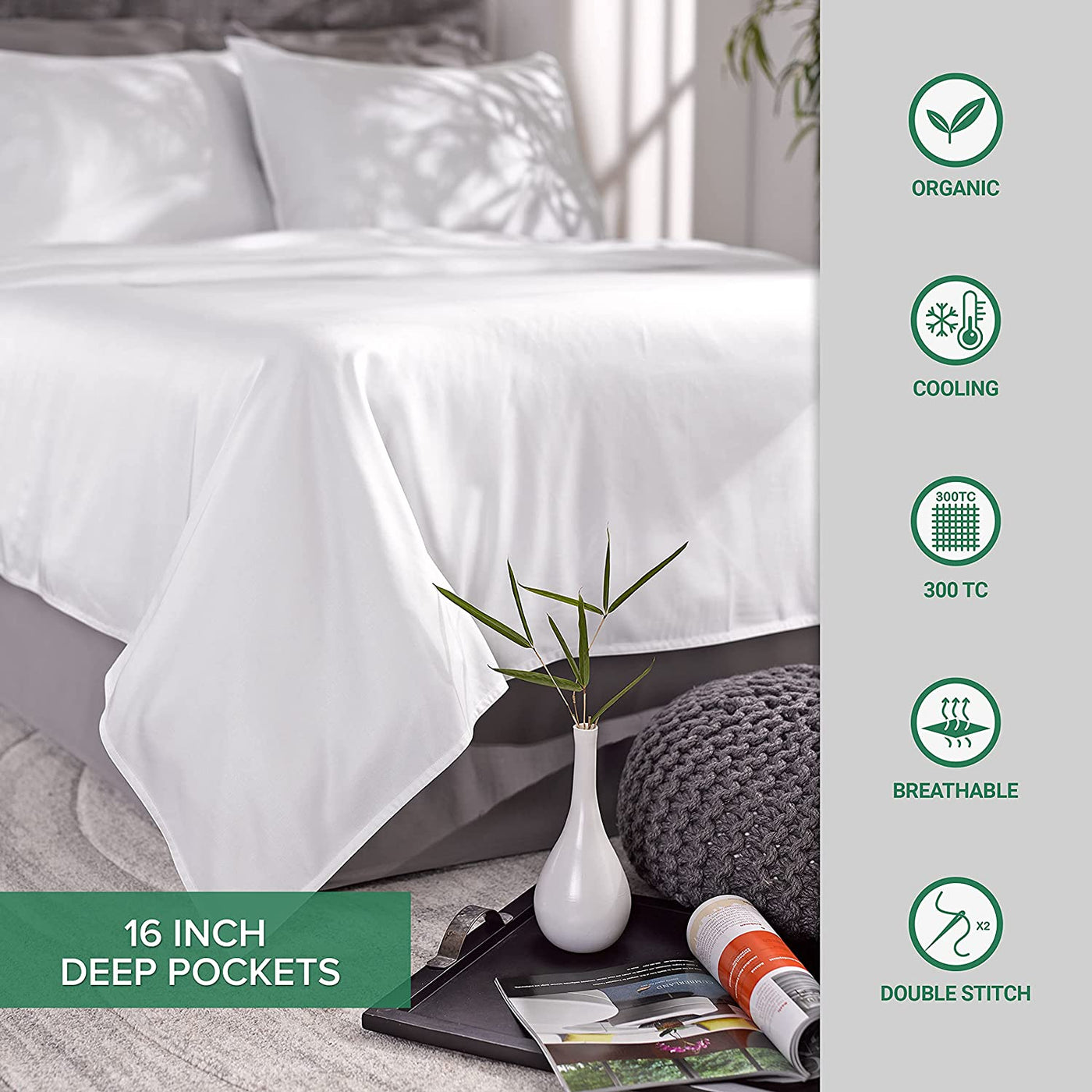 King Bamboo Sheets – Organic Viscose, Silver