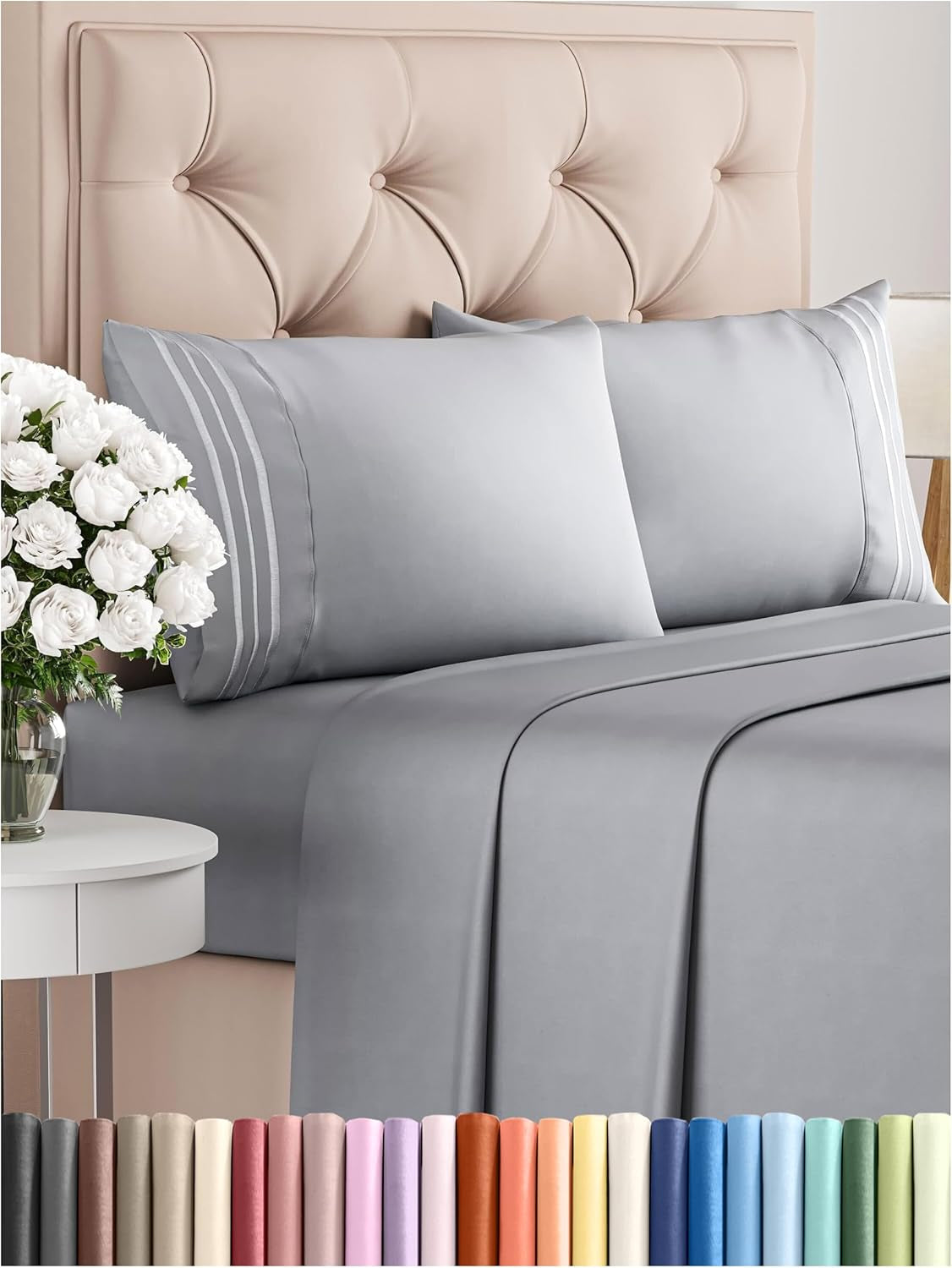Queen 4-Pc White Sheet Set – Soft, Cooling, Luxury