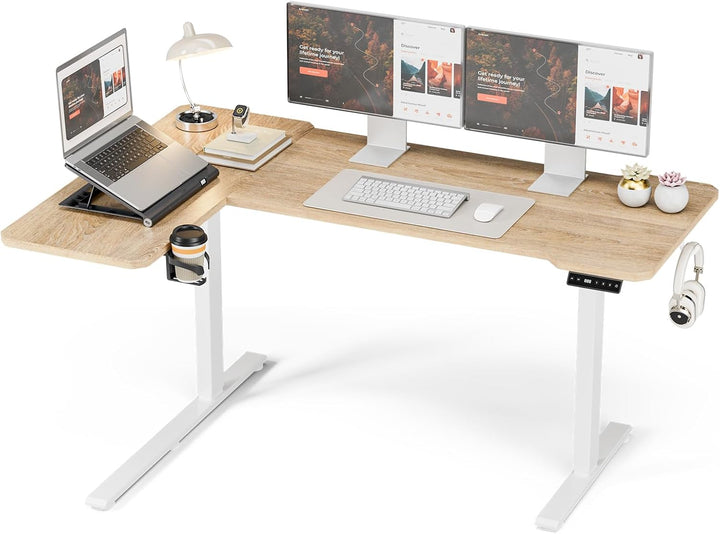 59" L-Shaped Standing Desk – Adjustable Electric Desk