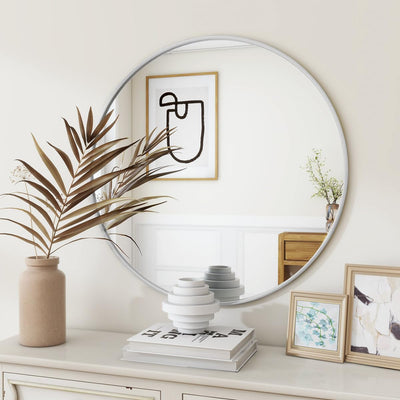 Modern Round Wall Mirror with Metal Frame – Minimalist Design for Bathroom, Living Room or Entryway