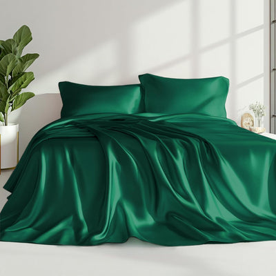 Queen Satin Sheet Set – 4 Pc Pink Silky Bedding
