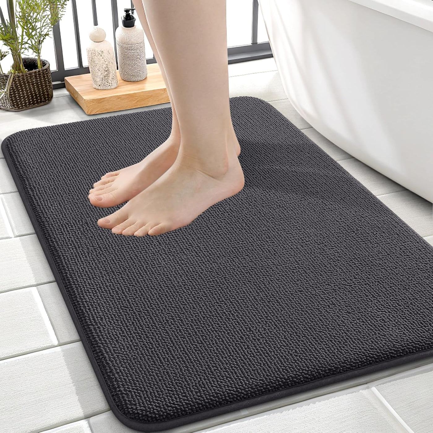 Memory Foam Bath Mat – 30x20 Grey, Soft & Absorbent