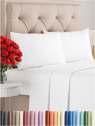 Queen 4-Pc White Sheet Set – Soft, Cooling, Luxury