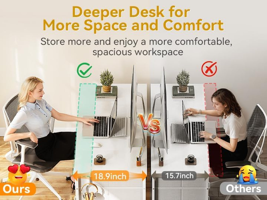 White 48" Computer Desk – Modern Desk w/ Storage