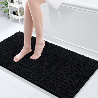 Ivory Chenille Bath Rug – 24"x16" Plush Non-Slip