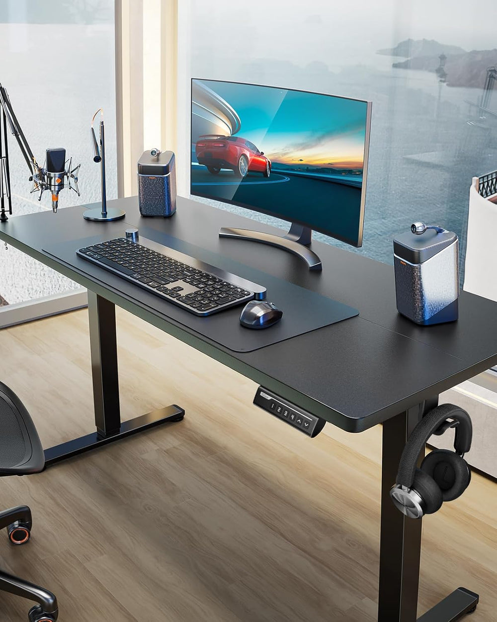 47" Black Electric Standing Desk – Adjustable Sit-Stand