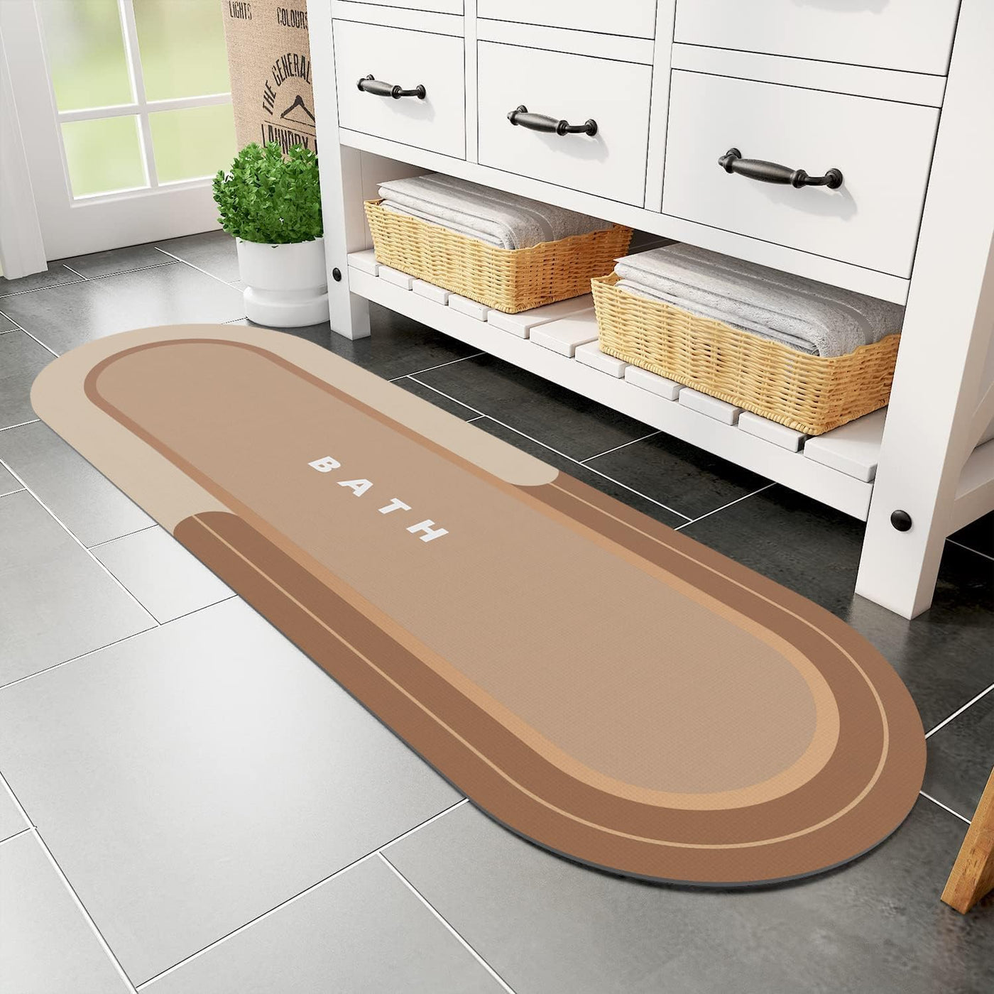 Grey Bath Mat – 17"x27" Non-Slip Quick Dry Rug