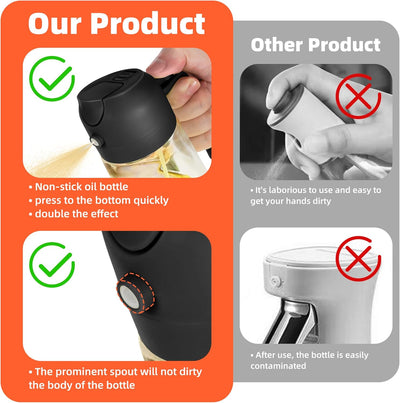 16Oz Glass Olive Oil Sprayer Bottle – Black