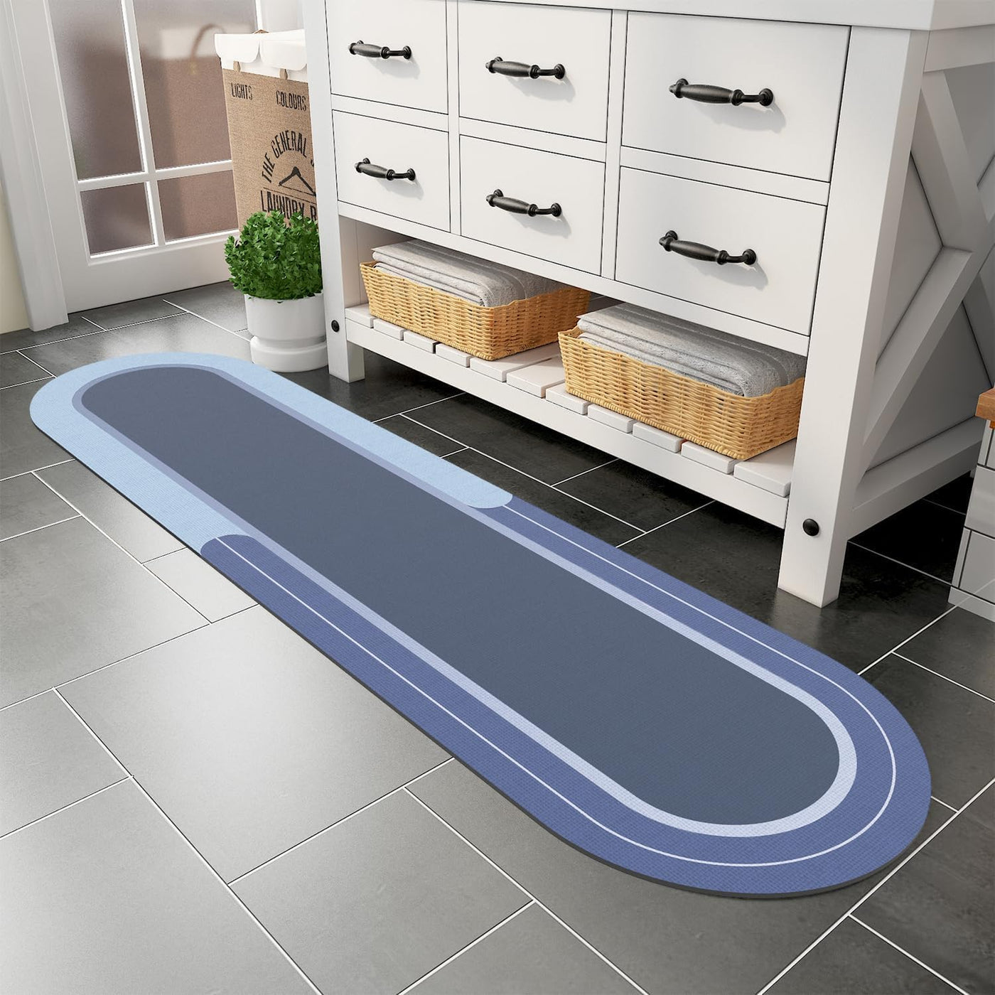 Grey Bath Mat – 17"x27" Non-Slip Quick Dry Rug