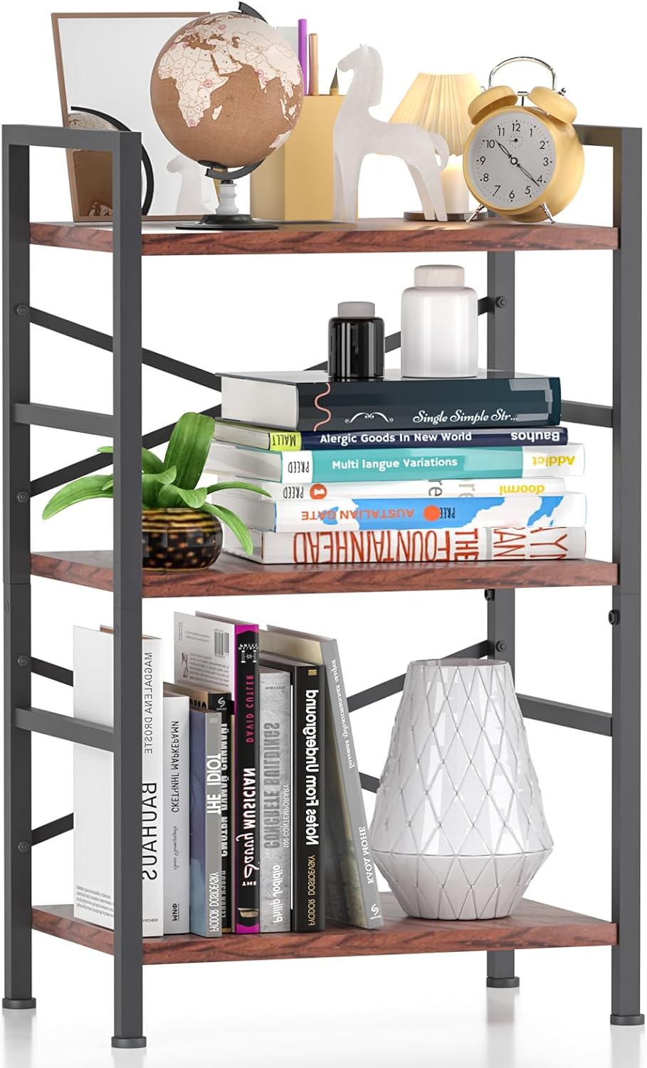 3-Tier Vintage Industrial Small Bookshelf
