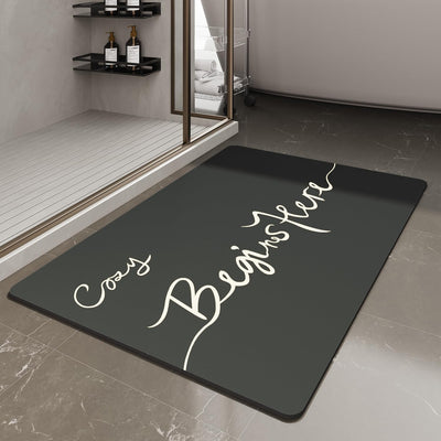 Grey Bath Mat – 17"x27" Thin Non-Slip Quick Dry