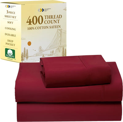 Full Size White Bed Sheets – 400 TC Cotton Set
