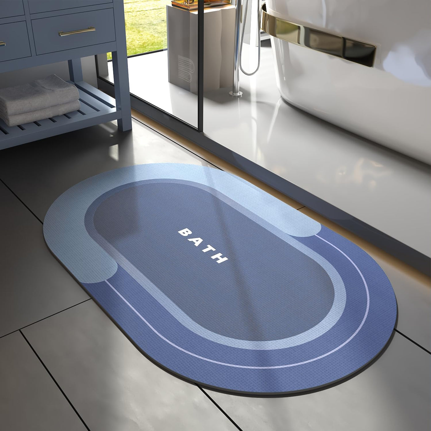 Grey Bath Mat – 17"x27" Non-Slip Quick Dry Rug