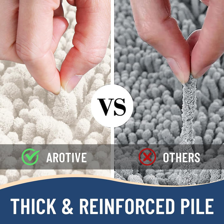 Ivory Chenille Bath Rug – 24"x16" Plush Non-Slip