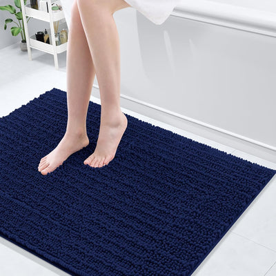 Ivory Chenille Bath Rug – 24"x16" Plush Non-Slip
