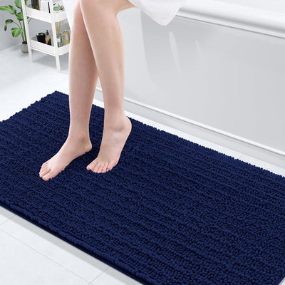 Ivory Chenille Bath Rug – 24"x16" Plush Non-Slip