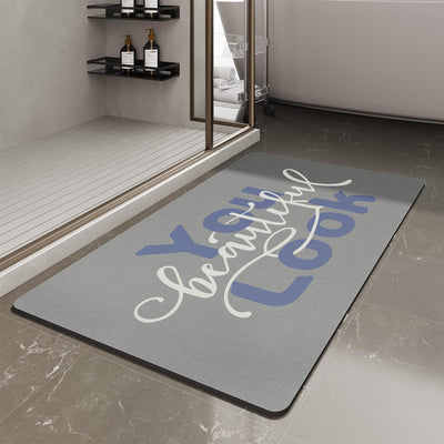 Grey Bath Mat – 17"x27" Thin Non-Slip Quick Dry