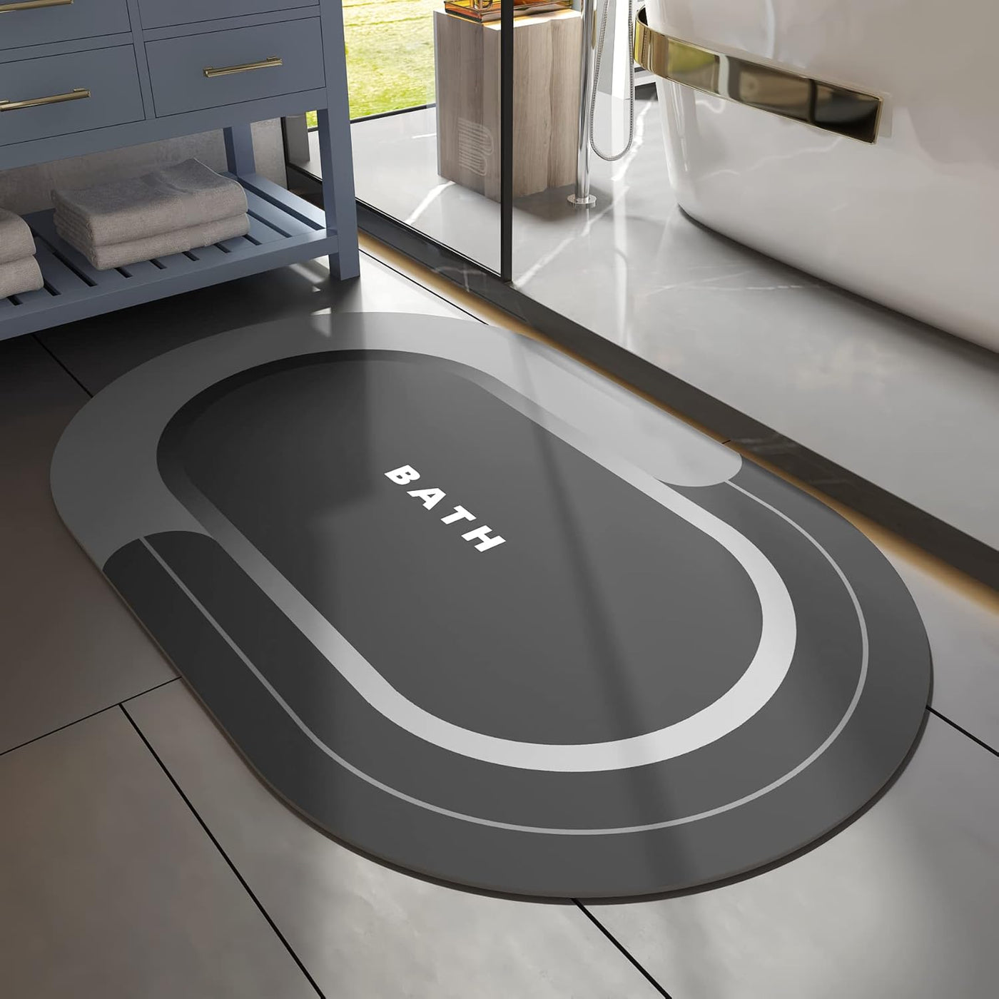 Grey Bath Mat – 17"x27" Non-Slip Quick Dry Rug