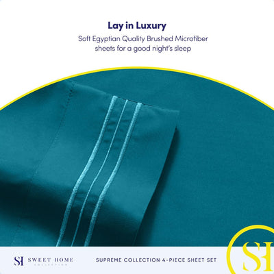 Queen Size Teal Bed Sheets – Luxury Deep Pocket Set