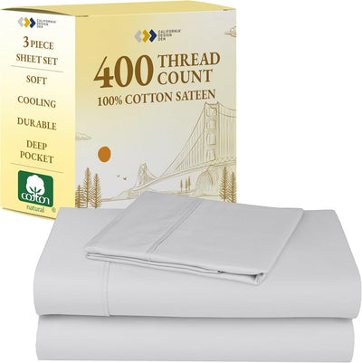 Full Size White Bed Sheets – 400 TC Cotton Set