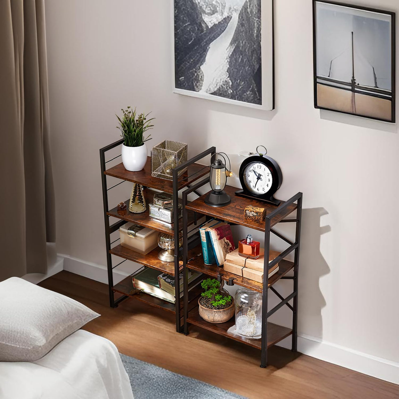 3-Tier Vintage Industrial Small Bookshelf