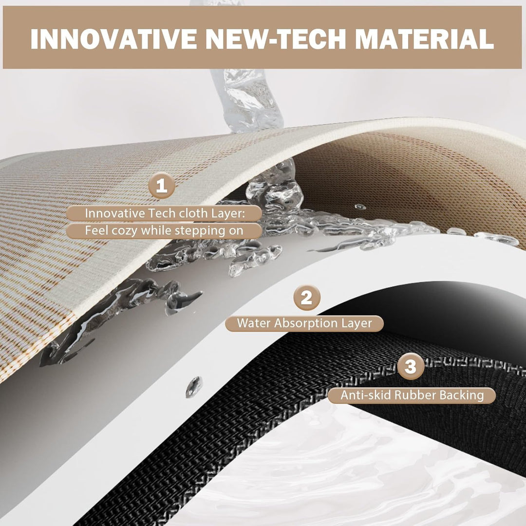 Beige Bath Mat – 16"x24" Thin Non-Slip Quick Dry