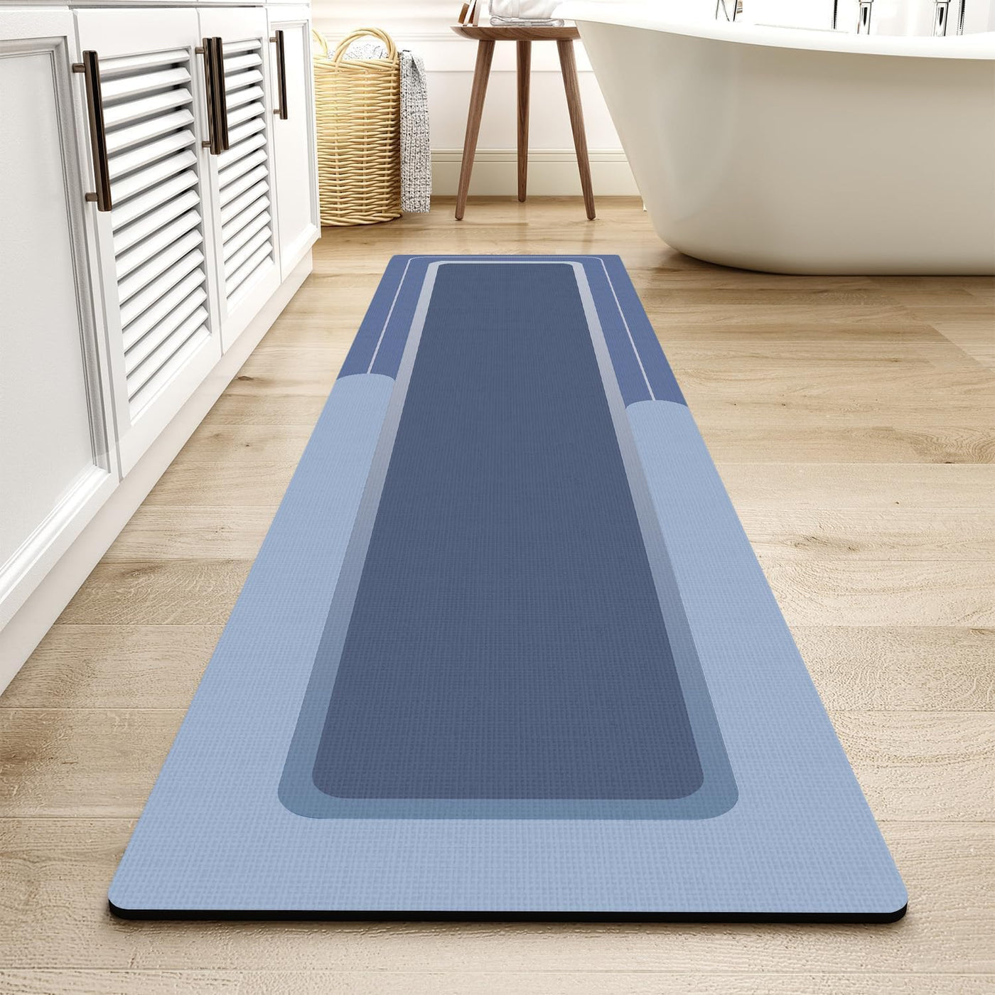 Grey Bath Mat – 17"x27" Thin Non-Slip Quick Dry