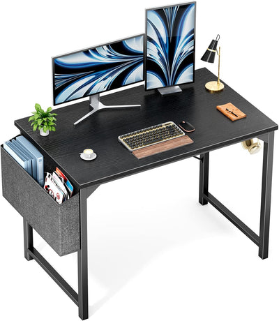32" White Small Computer Desk with Metal Frame