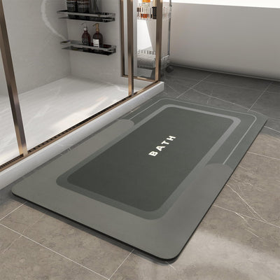Grey Bath Mat – 17"x27" Thin Non-Slip Quick Dry