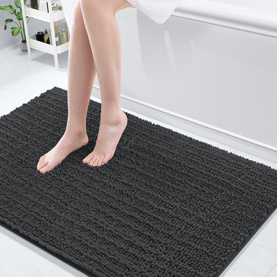 Ivory Chenille Bath Rug – 24"x16" Plush Non-Slip
