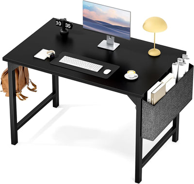 32" White Small Computer Desk with Metal Frame