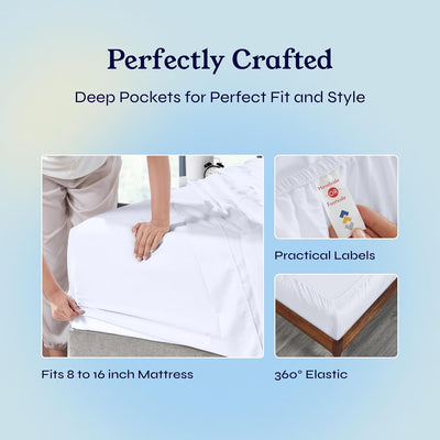 Full Size White Bed Sheets – 400 TC Cotton Set